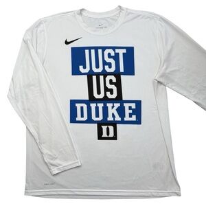 Nike Duke Blue Devils Basketball “Just Us” Men’s White Long Sleeve t-shirt XL